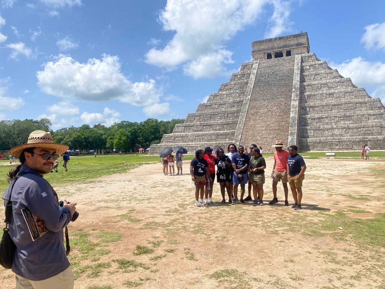 Small private group with guide at Chichen Itza archaeological site