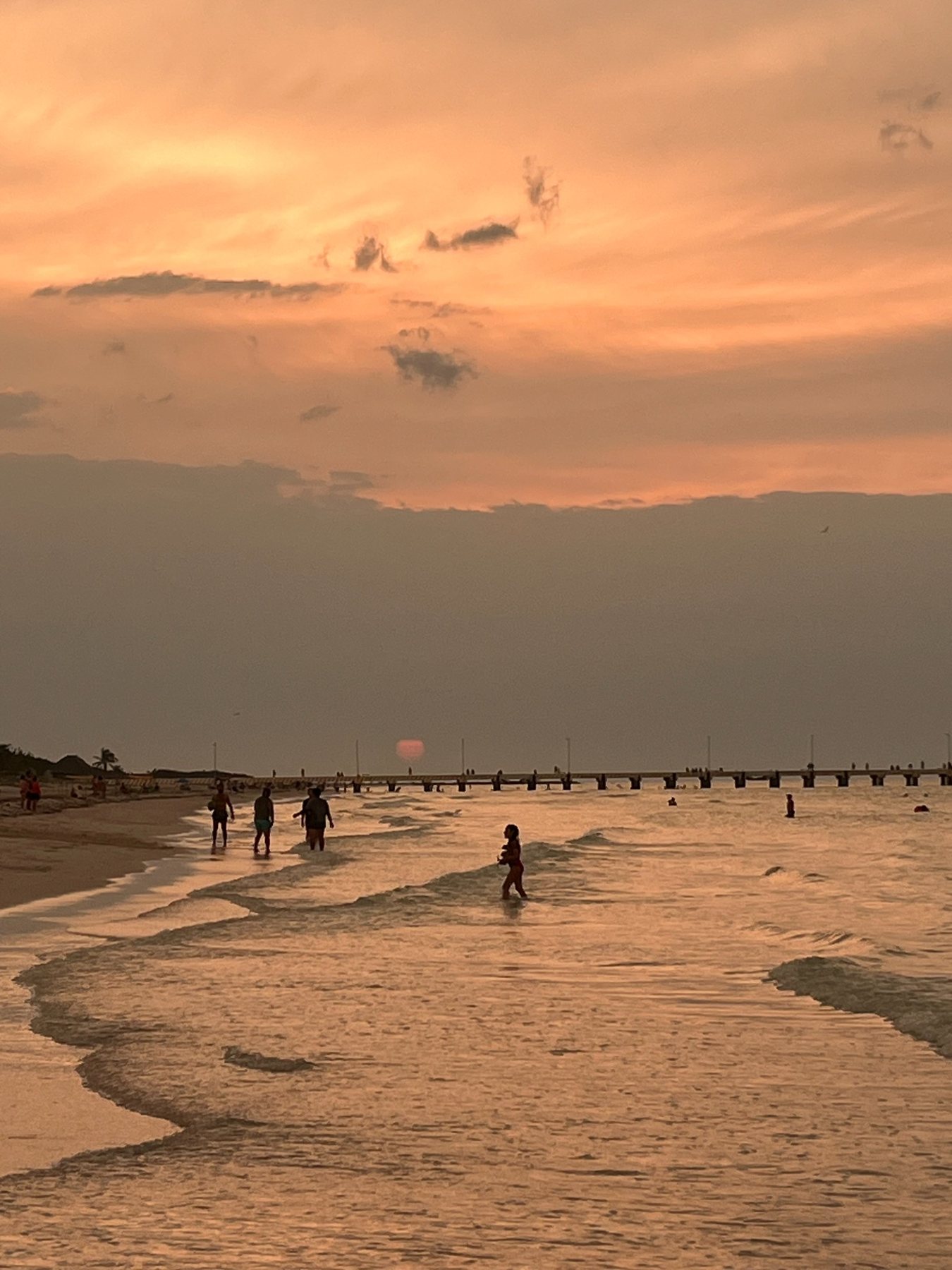 Golden sunset over the beach in El Cuyo, Yucatán