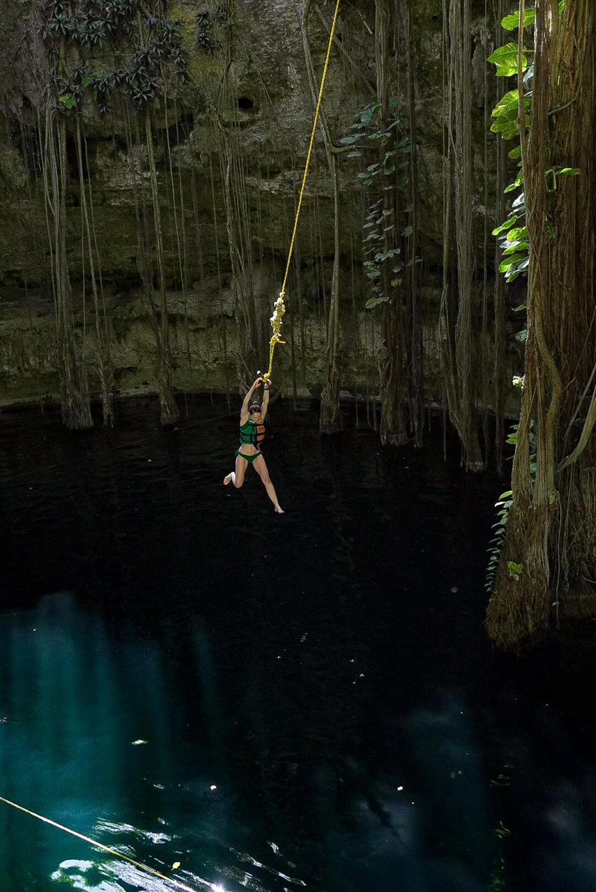 Swimming at Cenote Oxman