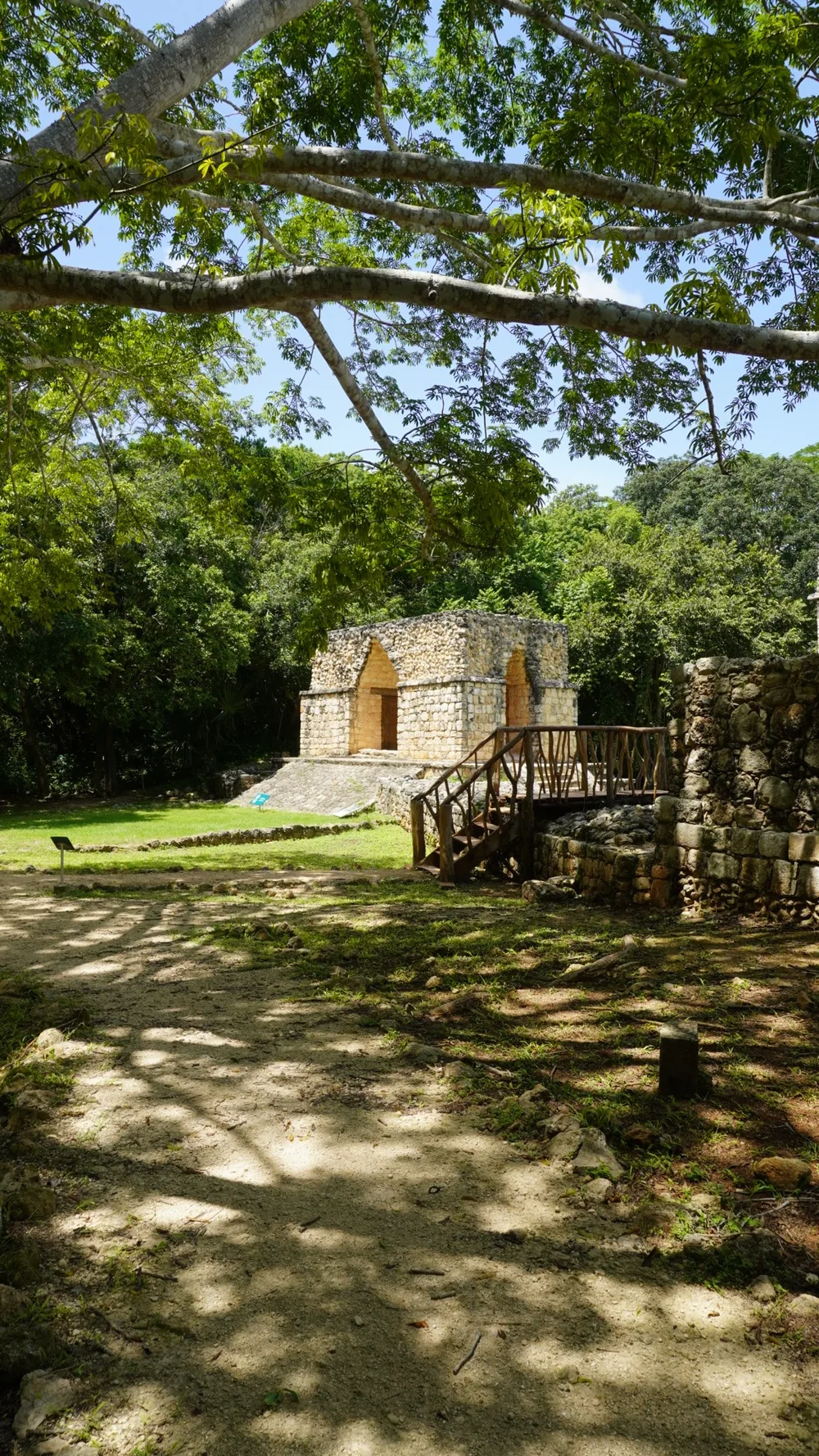 Temple and jungle path at Ek Balam archaeological site